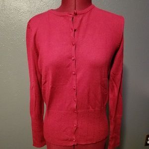 Red cardigan